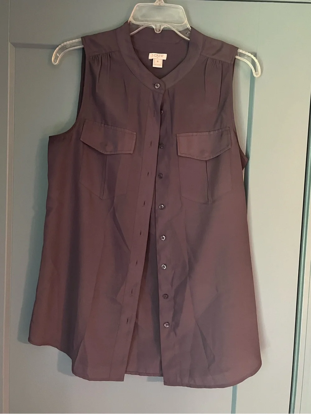 J. Crew Sleeveless Button-Front Blouse in Gray / Silver